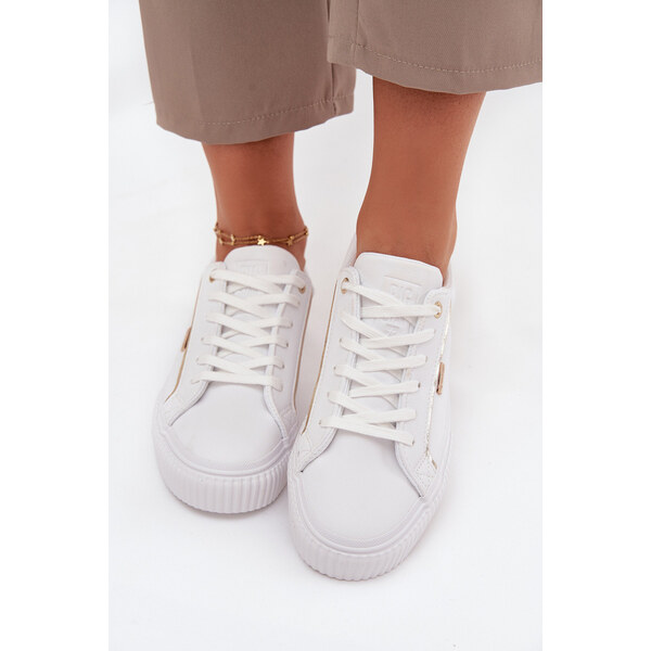 Big Star Shoes Dámske tenisky z ekokože Big Star - biele/zlaté 65785857