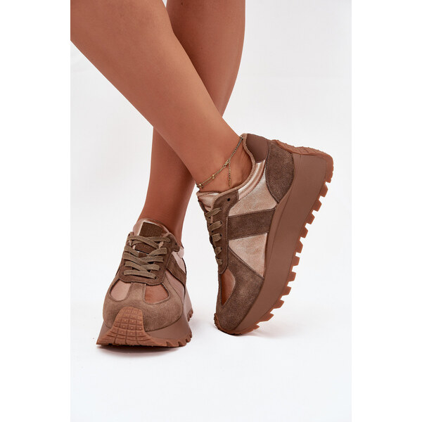 Big Star Shoes Zamszowe Sneakersy Damskie Ocieplane Na Platformie Big 66663545