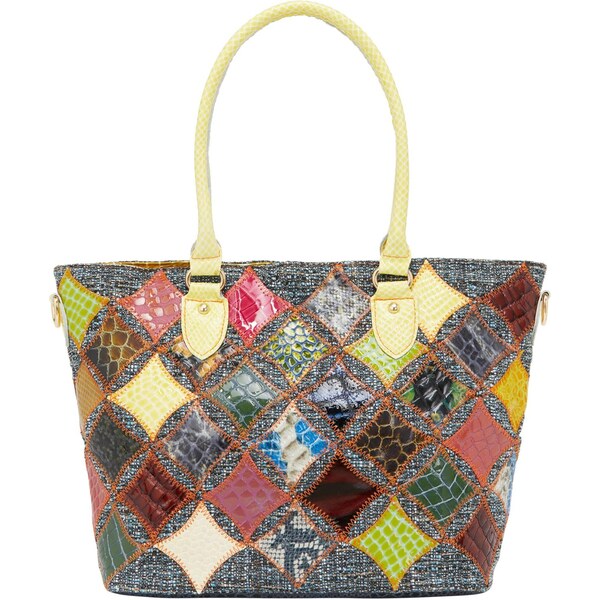 ebeeza Shopper pastelovo žltá / tmavozelená / svetlofialová / čierna 65794191