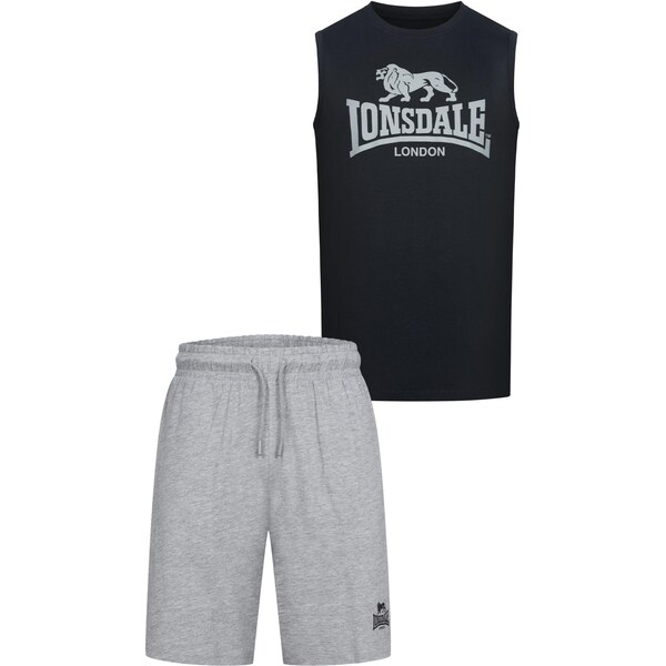 LONSDALE Tréningový komplet Claremorris sivá melírovaná / čierna 65795358