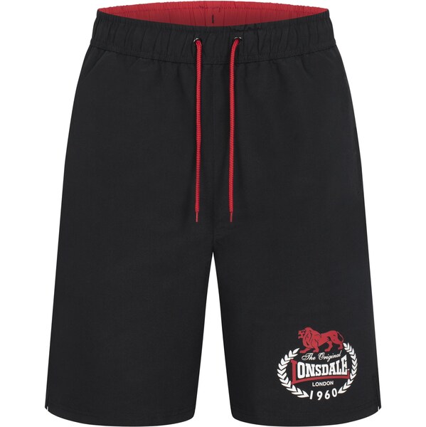 LONSDALE Plavecké šortky Ventnor červená / čierna / biela 65795377