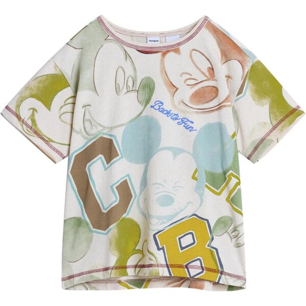 Desigual Tričko žltá / olivová / pastelovo červená / biela 65889619