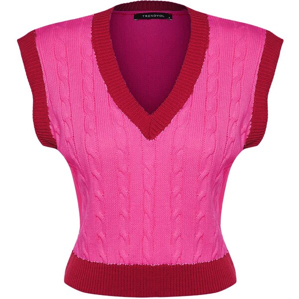 Trendyol Pletená vesta farba lesného ovocia / svetloružová 65896140