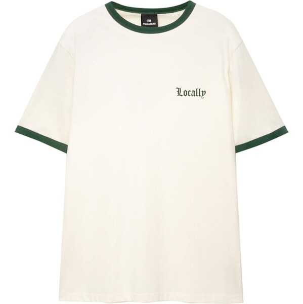 Pull&Bear Tričko olivová / tmavozelená / prírodná biela 65796758