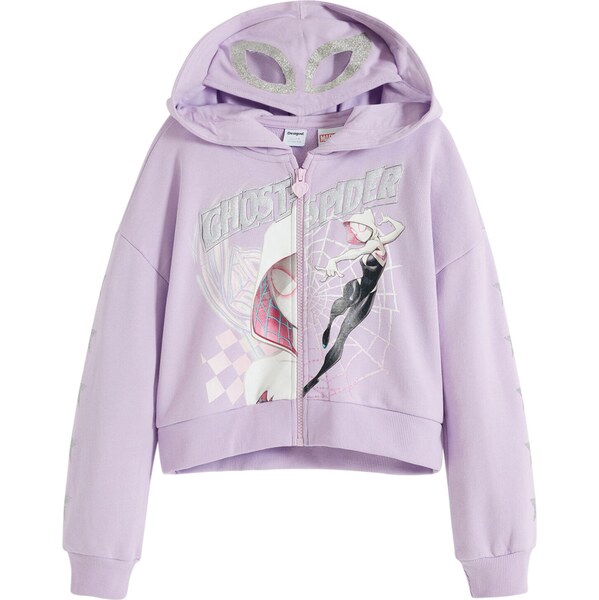 Desigual Tepláková bunda Ghost Spider pastelovo fialová / zmiešané 65893355