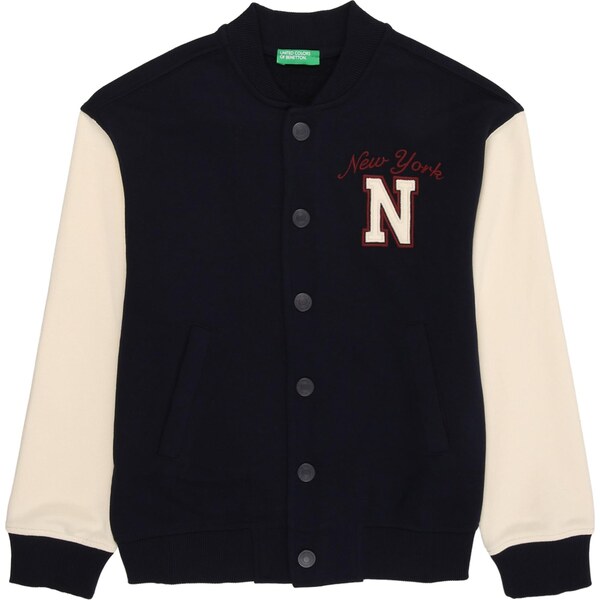 UNITED COLORS OF BENETTON Tepláková bunda krémová / námornícka modrá / 65896493