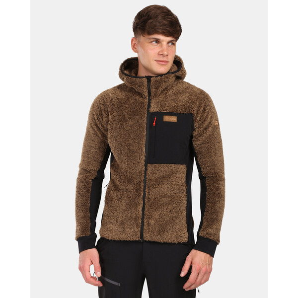 Pánska chlpatá fleecová mikina s kapucňou Kilpi NORKA-M hnedá 65801410