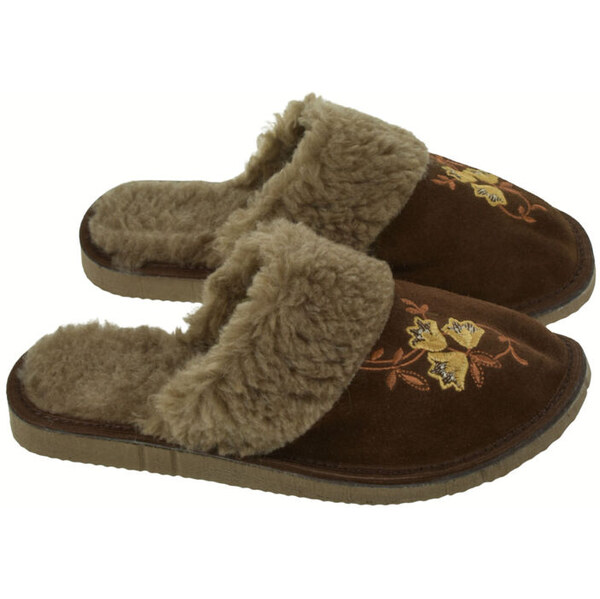 JOHN-C Dámske kožené semišové papuče s výšivkou ELESSE 65799830