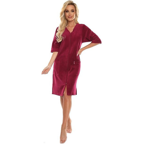 Dámsky župan so zipsom DE LAFENSE 431 Velúr M-4XL 35640608