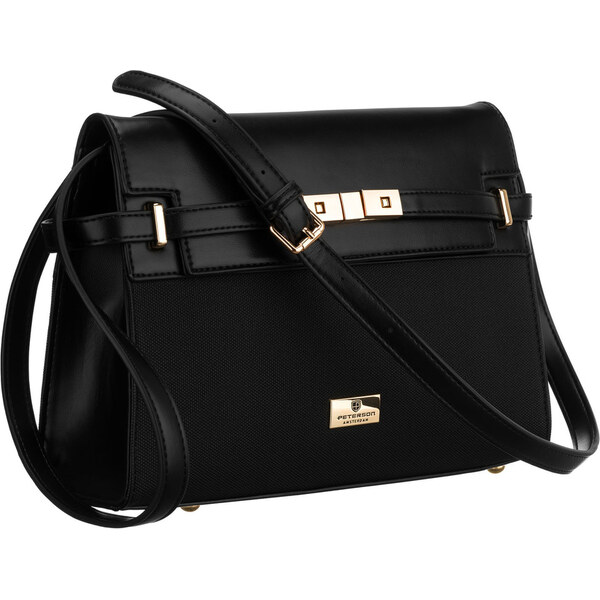 Dámska čierna crossbody kabelka Peterson so zipsom, magnetickým 66066999