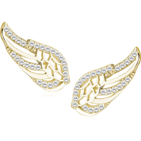 Olivie Strieborné náušnice KRÍDLO GOLD so zirkónmi 0775 14270580