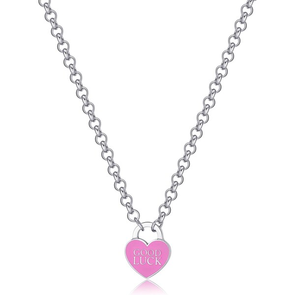SAgapõ Nežný oceľový náhrdelník so srdiečkom Good Luck Be My Always 67155612