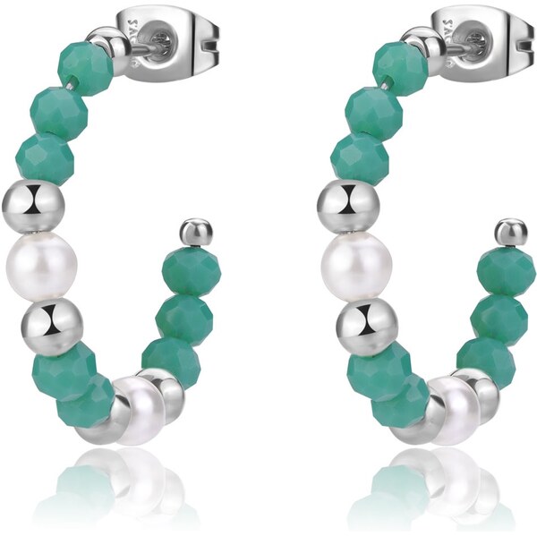 SAgapõ Oceľové kruhové náušnice s korálkami Glint SGI22 66590970