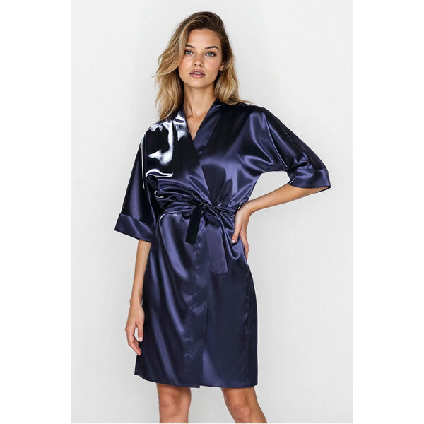 DKaren Saténový župan 100 tmavo modrý 33132182