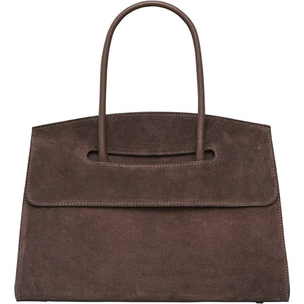 Glamorous by GLAM Tmavě hnědá kabelka z pravé kůže - semiš 65802879