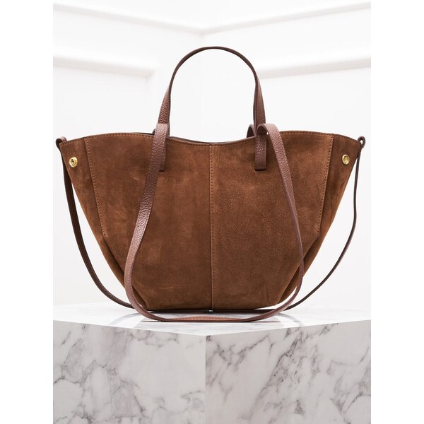 Glamorous by GLAM Dámská kabelka z broušené kůže hnědá 65802884