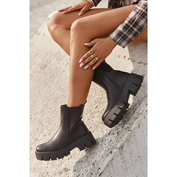 Boto Dámske členkové topánky Fivienne teplé ekologická koža tmavohnedá 65319350