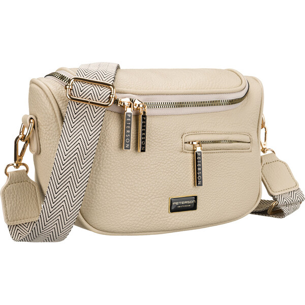 Peterson Béžová dámska crossbody kabelka z ekologickej kože so zadným 66067105