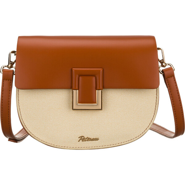 Dámska malá crossbody kabelka Peterson v tvare podkovy – ecru a hnedá 66066997