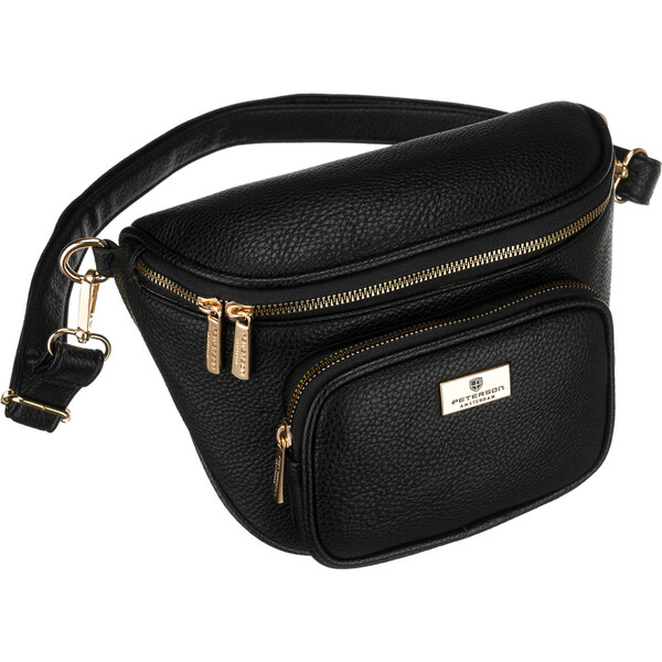 Peterson Čierna dámska crossbody kabelka z ekologickej kože so zlatými 66067103