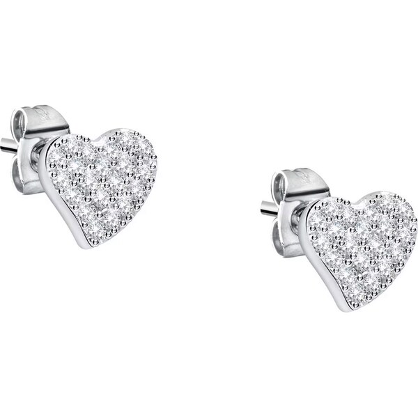 La Petite Story Oceľové náušnice Srdiečka s kryštálmi Silver 66590202