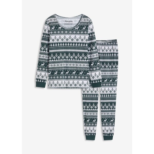 bonprix Pyžamo z čistej bio bavlny, farba zelená 65805824