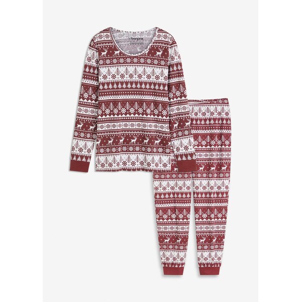 bonprix Pyžamo z čistej bio bavlny, farba červená 65805825