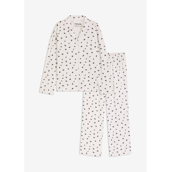 bonprix Pyžamo, oversized, s gombičkovou légou, farba biela 65867064