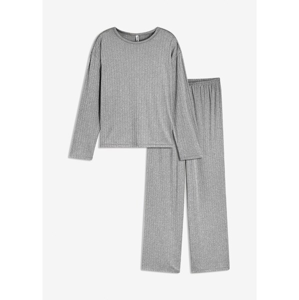 bonprix Pyžamo z mäkkého džerseju pointelle, farba šedá 65805838