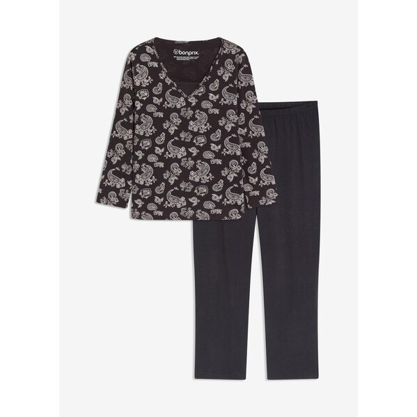 bonprix Pyžamo z čistej bavlny, farba čierna 65805836