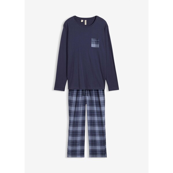 bonprix Pyžamo s flanelovými nohavicami, z mäkkej bavlny, farba modrá 65805920