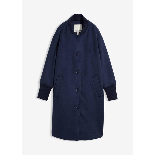 bonprix Vlnený kabát, farba modrá 65806293