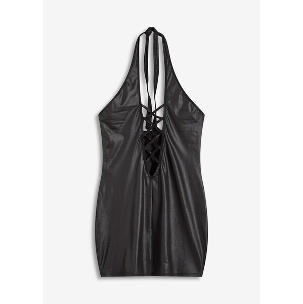 bonprix Šaty neckholder, mokrý vzhľad, farba čierna 65806440
