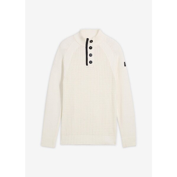 bonprix Pulóver so stojačikom, s recyklovanou bavlnou, farba biela 65806575