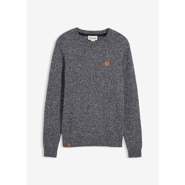 bonprix Pulóver s okrúhlym výstrihom, s bavlnou, farba modrá 65806632