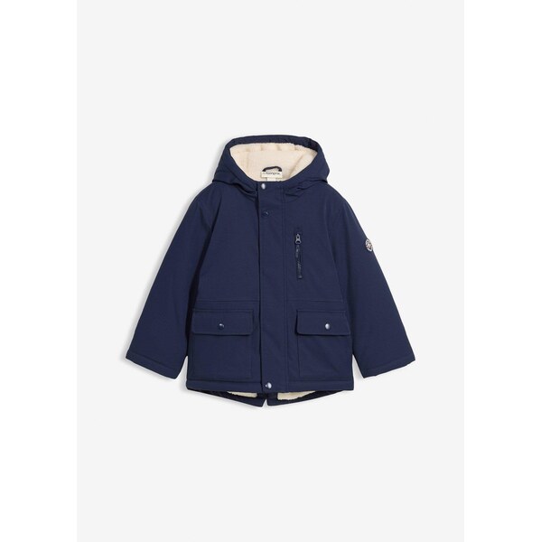 bonprix Zimná bunda s umelou kožušinkou, odpudzuje vodu, farba modrá 65806618