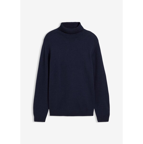 bonprix Hrejivý rolákový pulóver s vrúbkovanými patentami, farba modrá 65806669