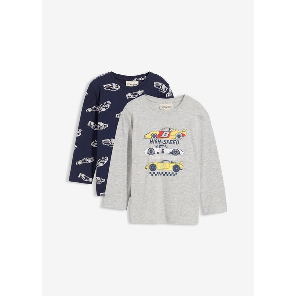 bonprix Tričko s dlhým rukávom z čistej bio bavlny (2 ks), farba modrá 65806734