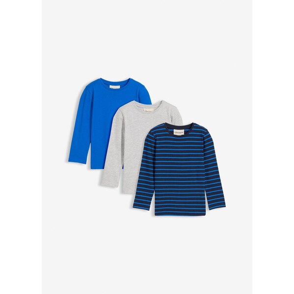 bonprix Tričko s dlhým rukávom a bio bavlnou (3 ks v balení), farba 65806732