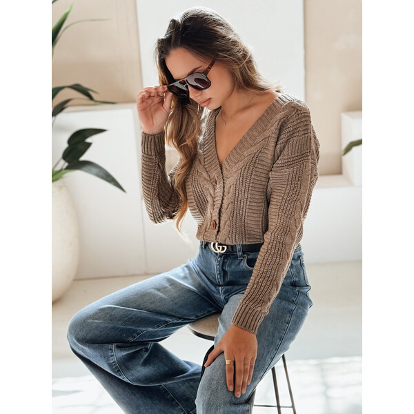 BASIC Tmavobéžový prepínací sveter DESTANY MY1738 36982487