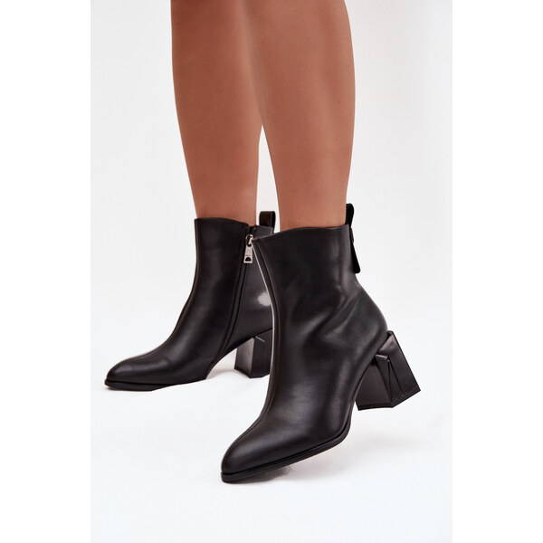 Zateplené členkové topánky na opätku z pravé kože Vinceza 65927839