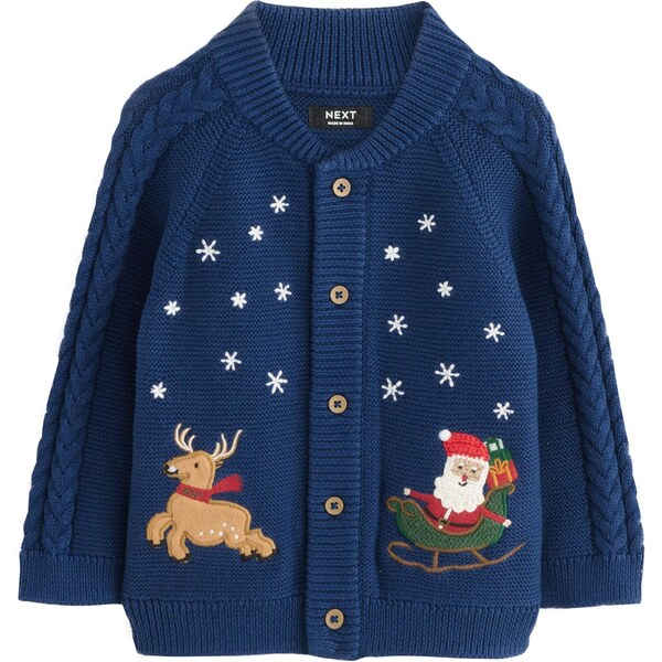 Next Kardigán Christmas námornícka modrá / tmavozelená / červená / 65814675