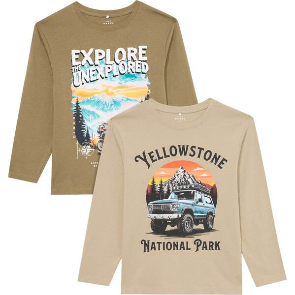 NAME IT Tričko NKMVOTO béžová / kaki / čierna / biela 65817057