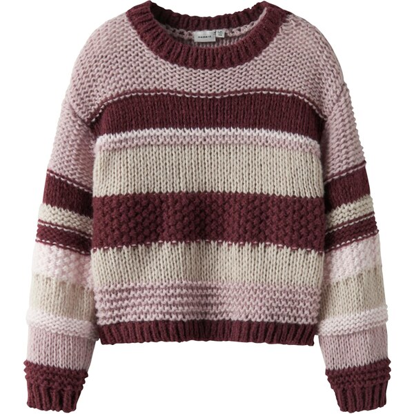 NAME IT Sveter NKFOLINE béžová / burgundská / pastelovo červená 65817070