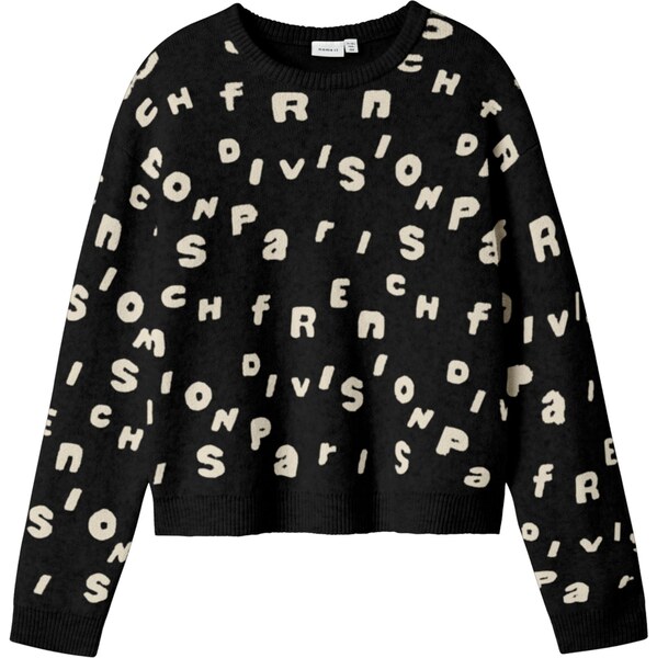 NAME IT Sveter NKFOLINE čierna / biela 65817086