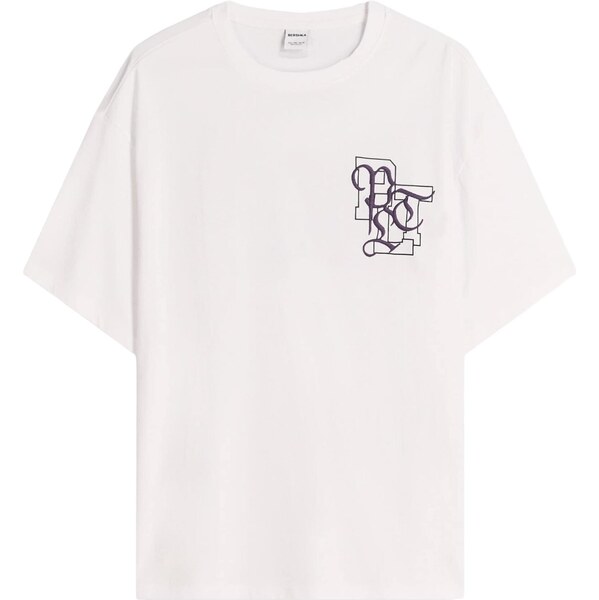 Bershka Tričko POINTLESS tmavomodrá / čierna / biela 65894893