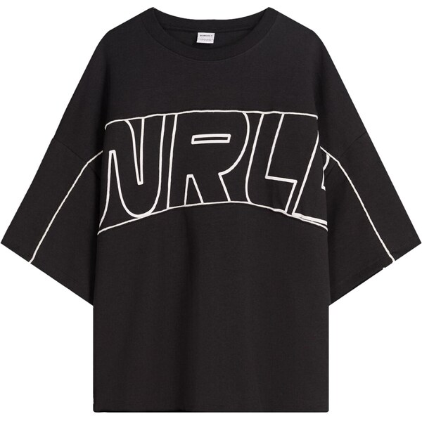 Bershka Tričko čierna / biela 65894948