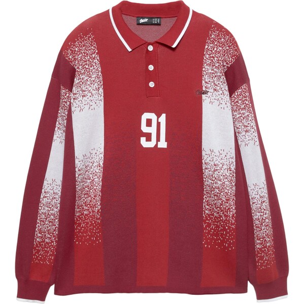 Pull&Bear Sveter STWD červená / vínovo červená / biela 65896330