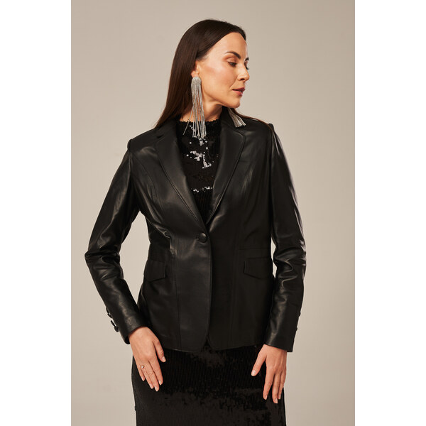 KONOPKA Čierna kožená sako damske 61972700
