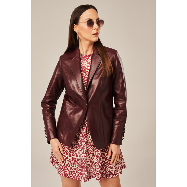 KONOPKA Kožená sako damske bordová 61972703